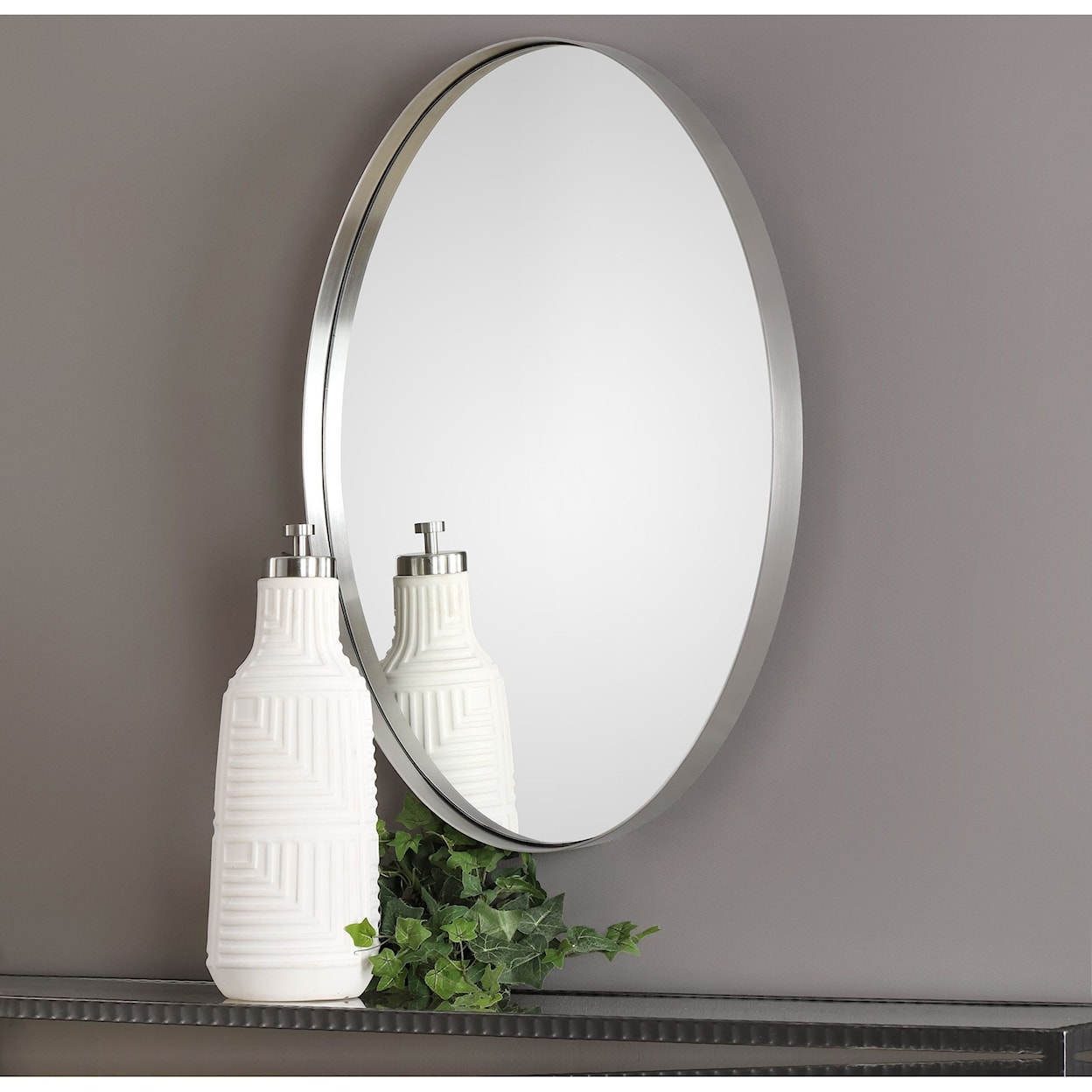 Uttermost Mirrors - Oval Pursley Brushed Nickel Oval Mirror
