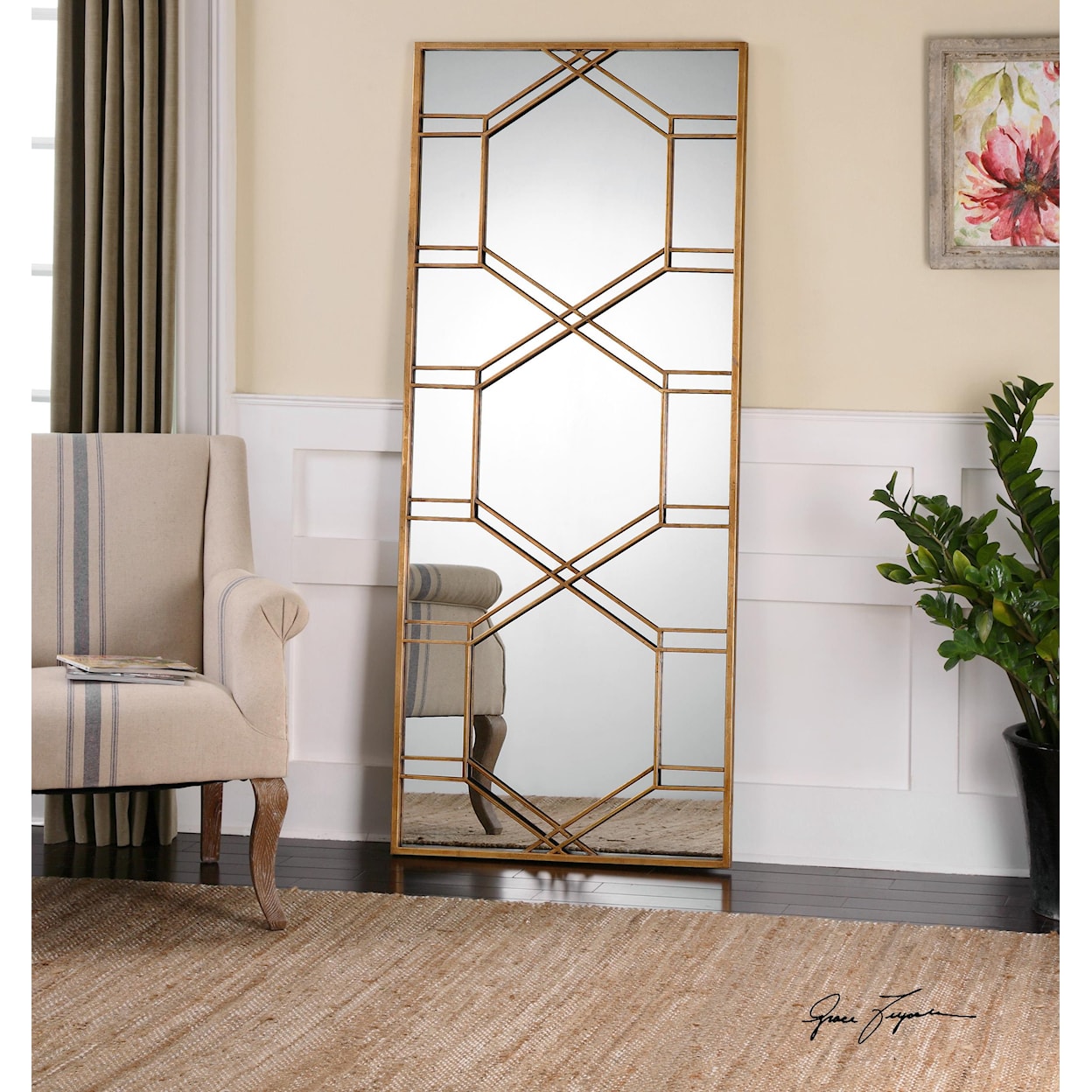 Uttermost Mirrors Kennis Gold Leaf Leaner Mirror