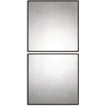 Matty Antiqued Square Mirrors, S/2