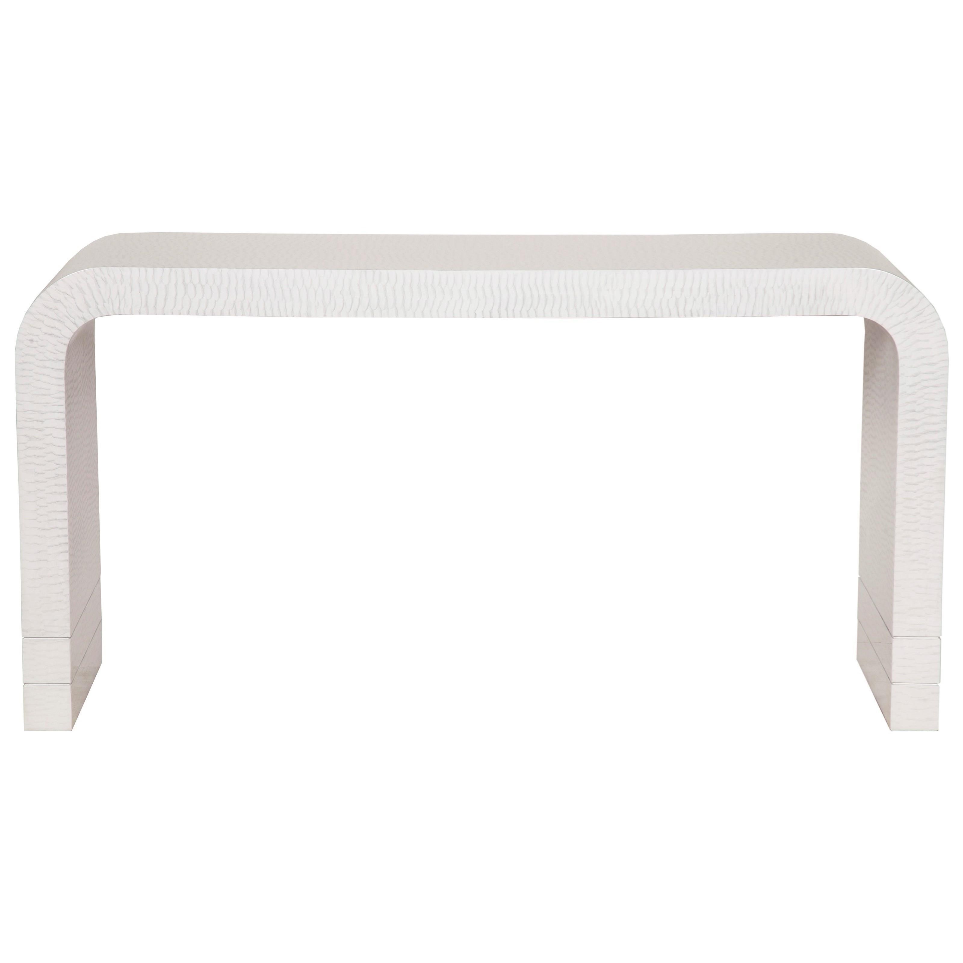 White curved new arrivals console table