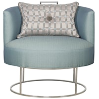 Roxy Swivel Chair with Metal Base and Button Toss Pillow