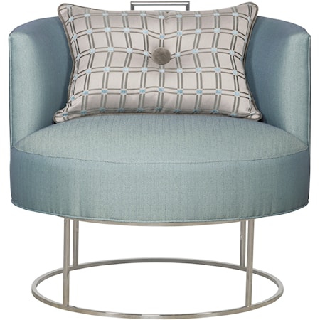 Roxy Swivel Chair with Metal Base and Button Toss Pillow