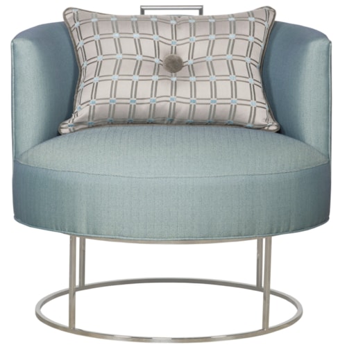 Roxy Swivel Chair with Metal Base and Button Toss Pillow
