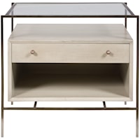 Brody Lamp Table with Glass Top and Floating Drawer Box