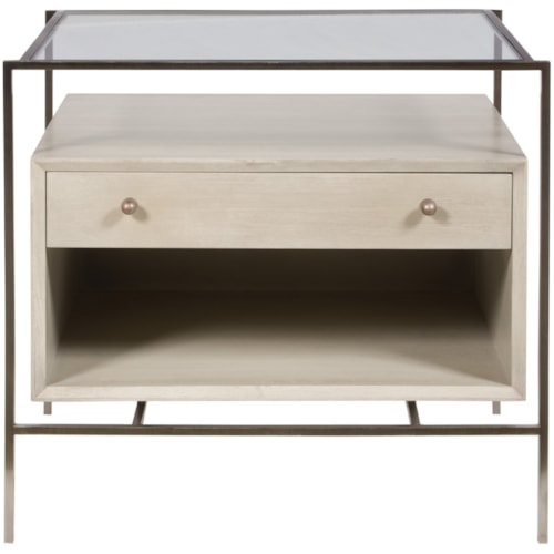 Brody Lamp Table with Glass Top and Floating Drawer Box