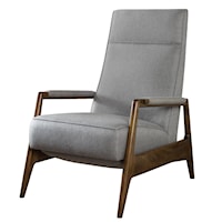 Contemporary Woodley Recliner with Exposed Wood Arms