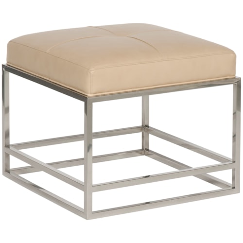 Larkin Metal Frame Bench Ottoman in Leather