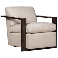 Contemporary Upholstered Chair with Sculptural Wood Arms