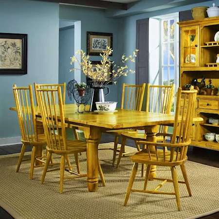 Seven Piece Rectangular Table and Ladderback Dining Chair Set