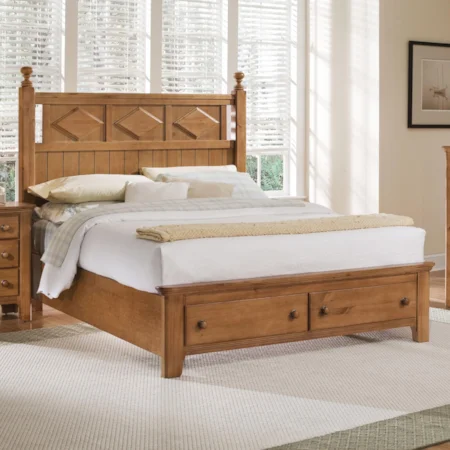 Twin Argyle Poster Bed w/ Storage Footboard