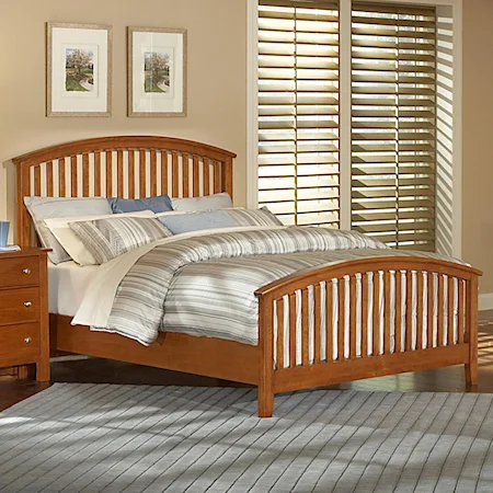 Queen Bed with Arched Slat Headboard and Footboard