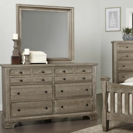 Dresser - 6 drawers & Landscape Mirror