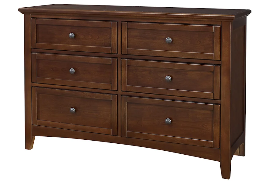 Bonanza Double Dresser - 6 Drawers by Vaughan Bassett at Z & R Furniture