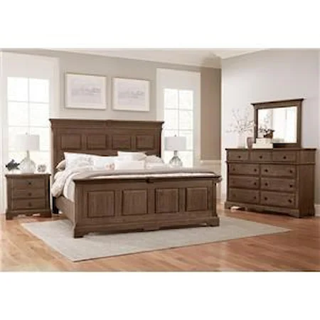 QUEEN MANSION BED Cobblestone Oak