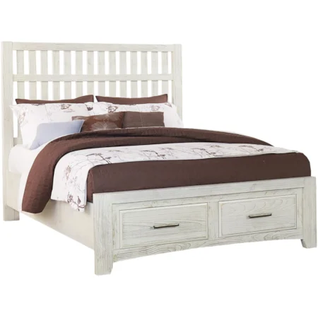 Vintage King Storage Bed with 2 Footboard Drawers