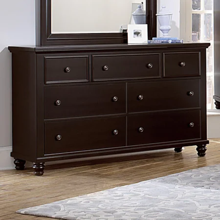 7-Drawer Triple Dresser with Felt Lined Top Drawers