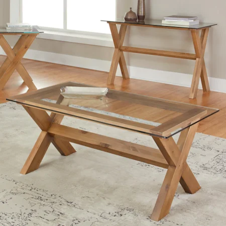 Contemporary Cocktail Table with Glass Top