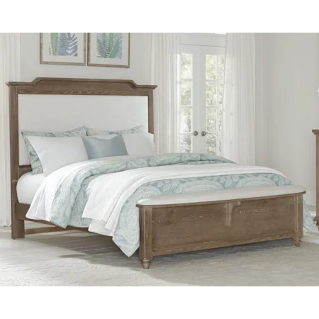 Queen Upholstered Bed with Bench Footboard
