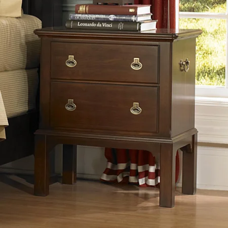 Campaign Leg Night Stand with 2 Drawers