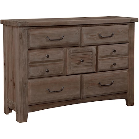 Transitional 7-Drawer Dresser with Antique Pewter Finished Hardware