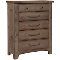 Transitional 5-Drawer Chest of Drawers with Antique Pewter Finish Hardware