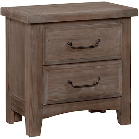 Transitional 2-Drawer Nightstand with Antique Pewter Finished Hardware