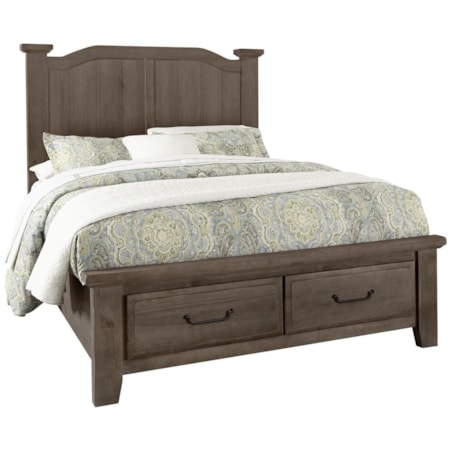 Transitional King Arch Bed With 2 Drawer Storage Footboard