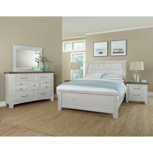 Transitional 5-Piece Queen Louver Bedroom Set