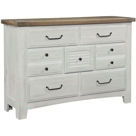 Transitional 7-Drawer Dresser with Antique Pewter Finished Hardware