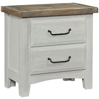 Sawmill Transitional 2 Drawer Nightstand with Antique Pewter Finished Hardware