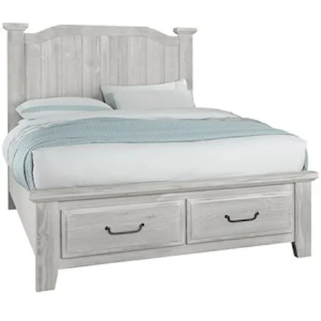 Transitional Queen Arch Bed With 2 Drawer Storage Footboard 