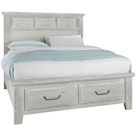 King Louver Bed With Storage Footboard