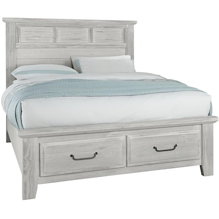 King Louver Bed With Storage Footboard