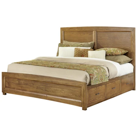 Queen Panel Bed with 2 Side Storage Units