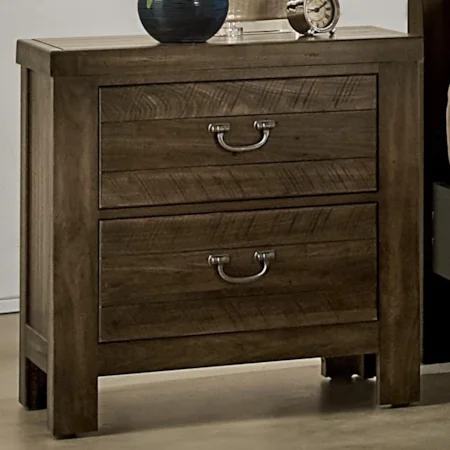 Casual 2 Drawer Nightstand with 2 USB Ports