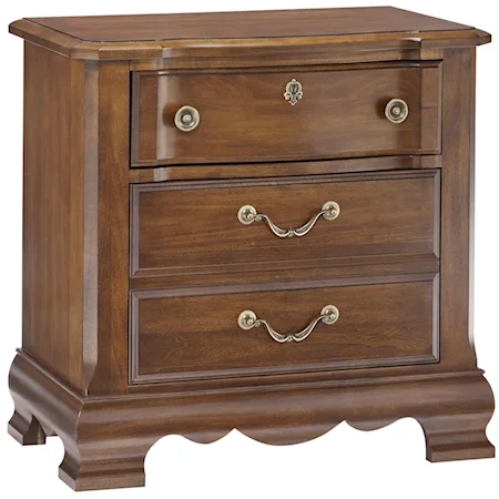 Traditional Night Stand with Scalloped Apron