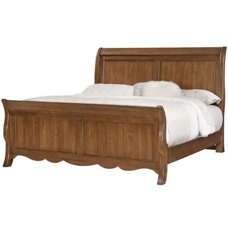 King Sleigh Bed with Scalloped Apron