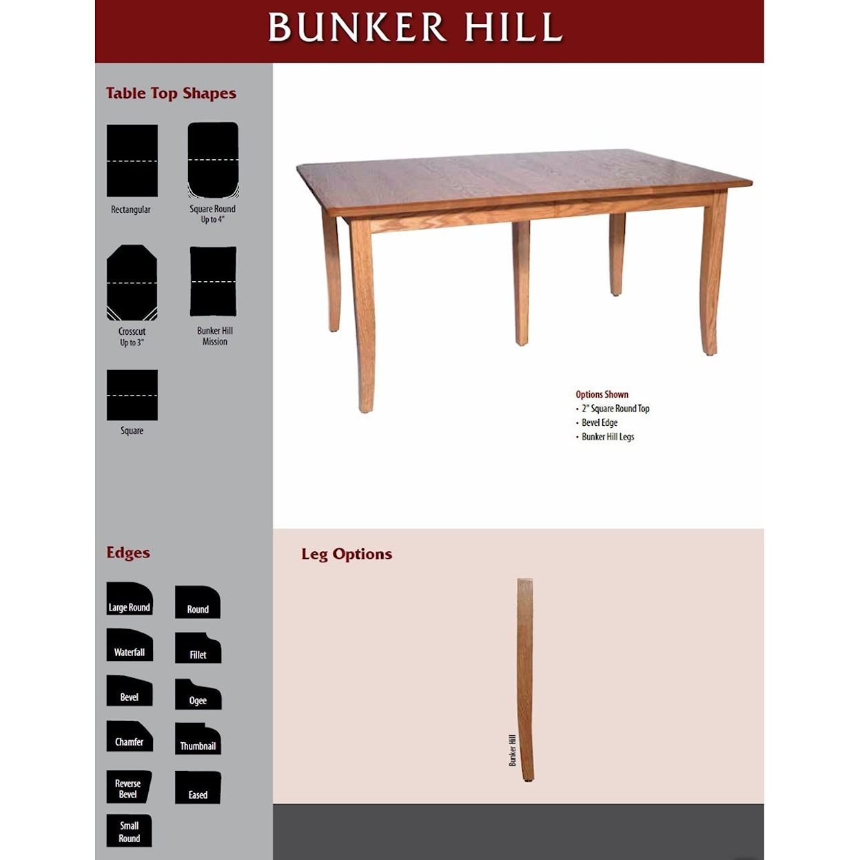 Weaver Woodcraft Custom Amish Dining Bunker Hill Table