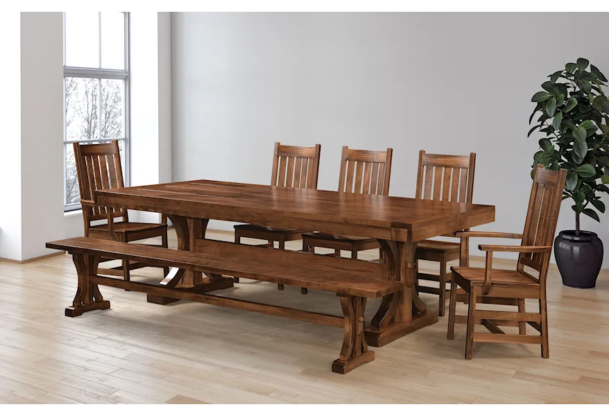 Williamsburg Customizable Dining Set w/ Bench by Weaver Woodcraft at Saugerties Furniture Mart
