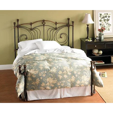 Queen Chelsea Iron Headboard and Open Footboard Bed with Return Posts