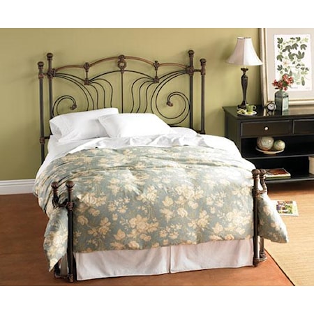 Queen Chelsea Iron Headboard and Open Footboard Bed with Return Posts