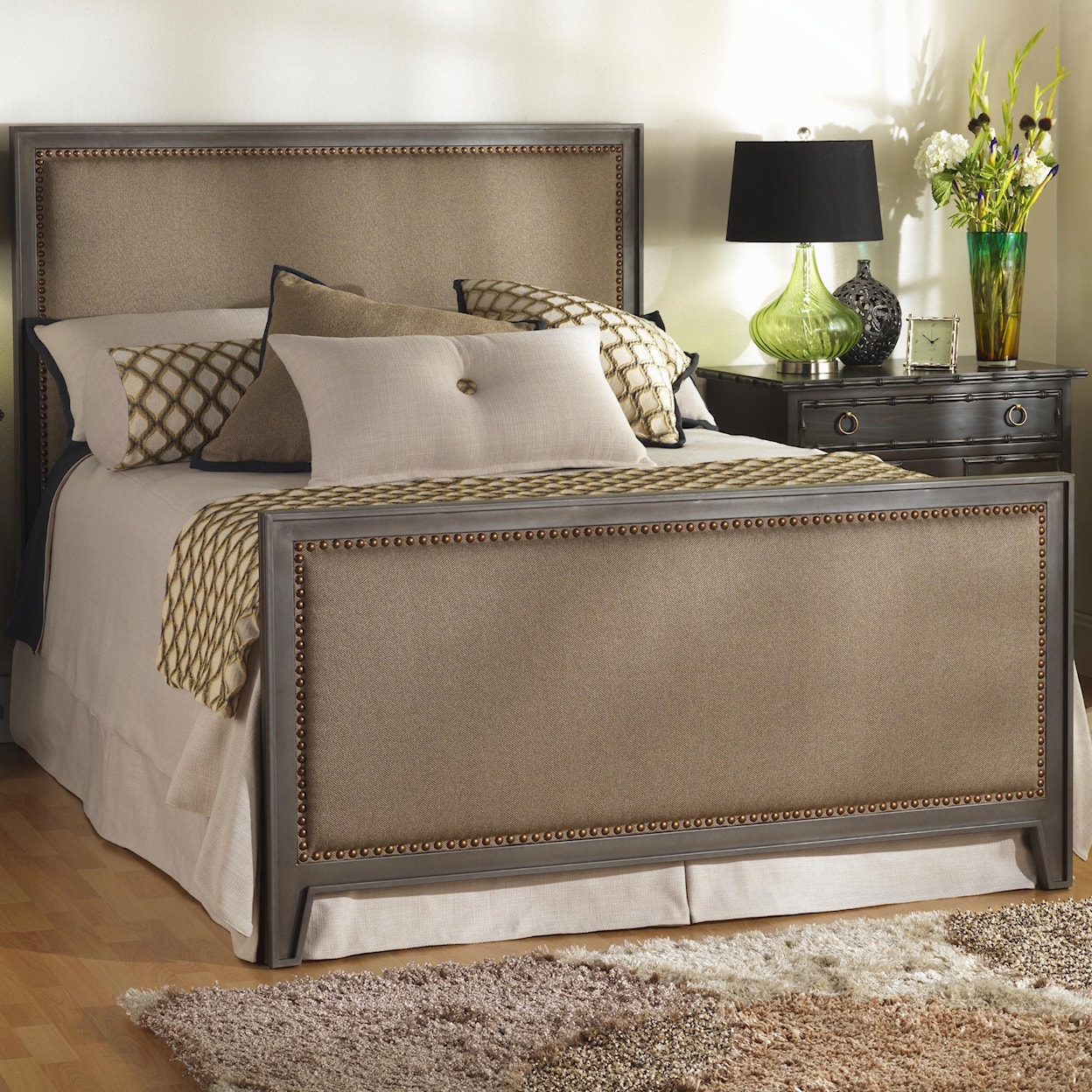 Wesley Allen Iron Beds King Avery Iron and Upholstered Bed