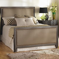 Full Avery Iron Bed with Upholstered Panels and Nailhead Trim