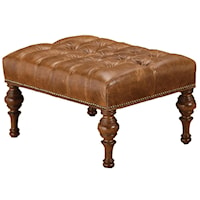Traditional Tufted Ottoman with Turned Legs