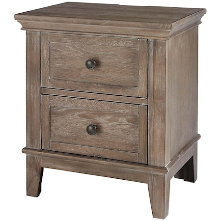 Traditional 2-Drawer Nightstand with Charging Station