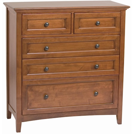 Transitional 5-Drawer Chest with Adjustable Drawer Glides