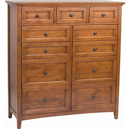 Transitional 11-Drawer Chest with Adjustable Drawer Glides