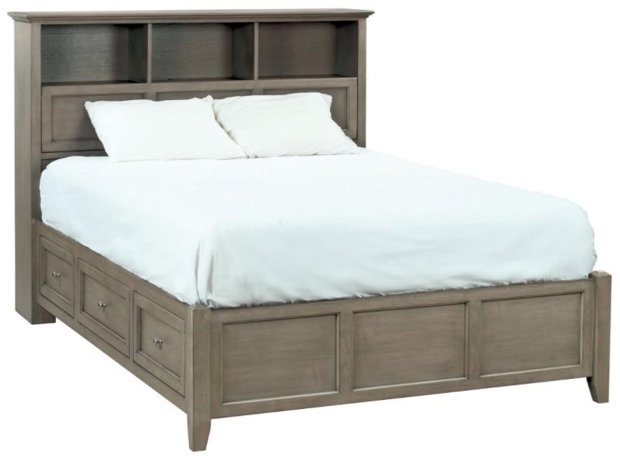 Whittier Wood McKenzie Fieldstone KBD1375FST King Bookcase Storage Bed