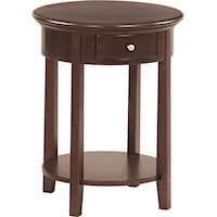 Transitional 1-Drawer Round Side Table with Display Shelf