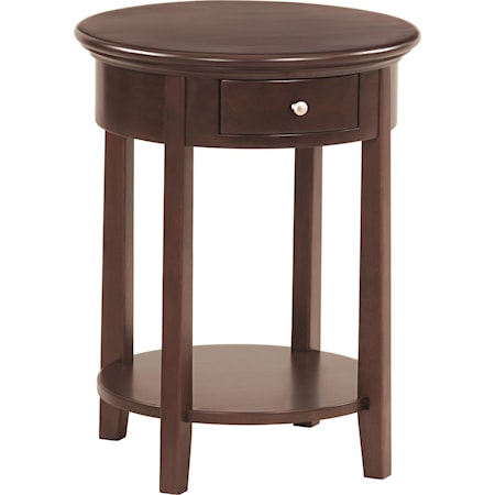 Transitional 1-Drawer Round Side Table with Display Shelf